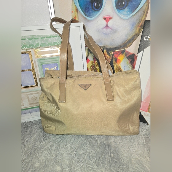 Prada Nylon Small/Medium Tan Shoulder Bag (EUC)(SEE PICS)(148) - Picture 1 of 10